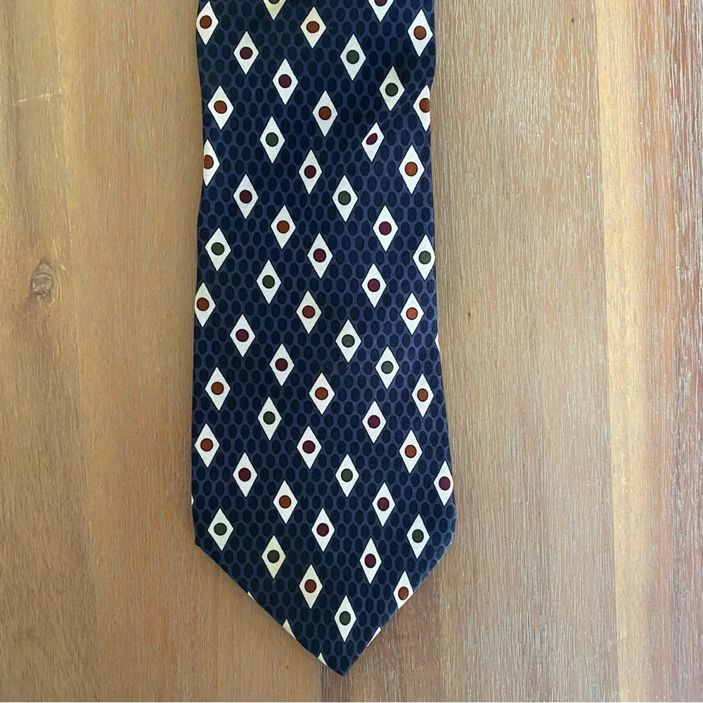 Men's Navy Patterned Robert Stewart Silk Tie
